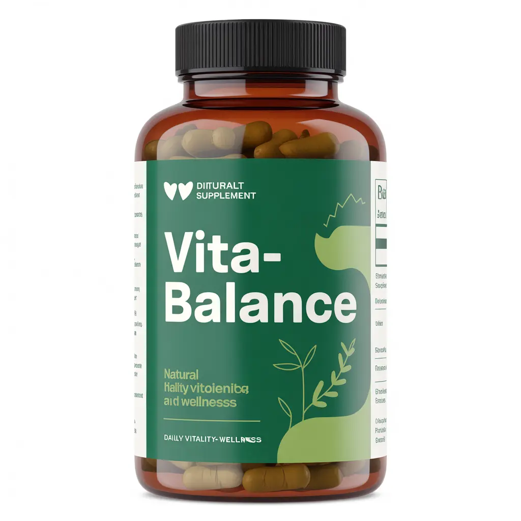 VITA-Balance dietary supplement bottle with natural herbal ingredients for daily vitality and wellness